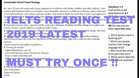 Free IELTS General Training Reading Practice Test .